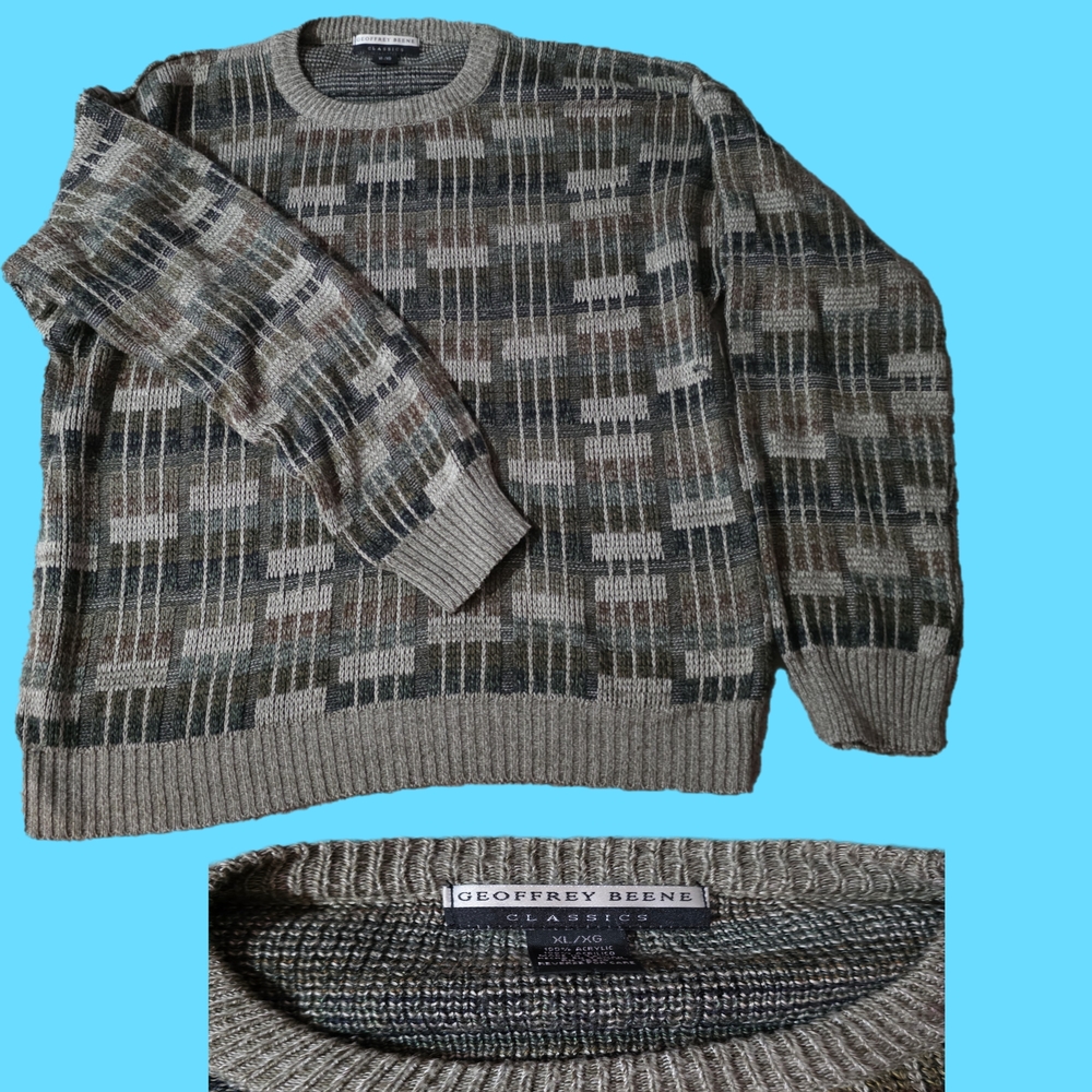 Geoffrey Beene Men's Patterned Gray Sweater